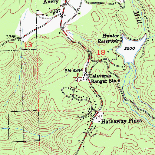 Topographic Map of Calaveras Ranger Station, CA