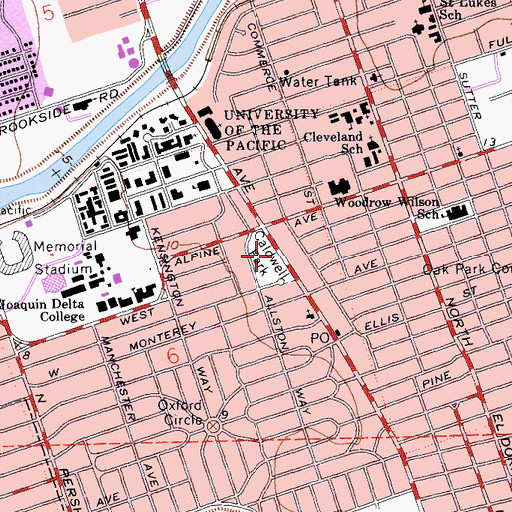 Topographic Map of Caldwell Park, CA