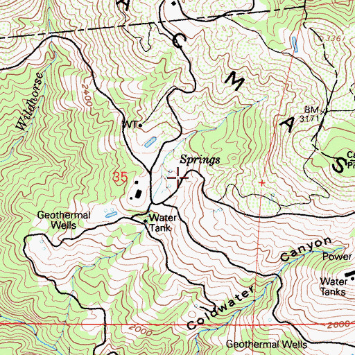 Topographic Map of Caldwell Ranch, CA