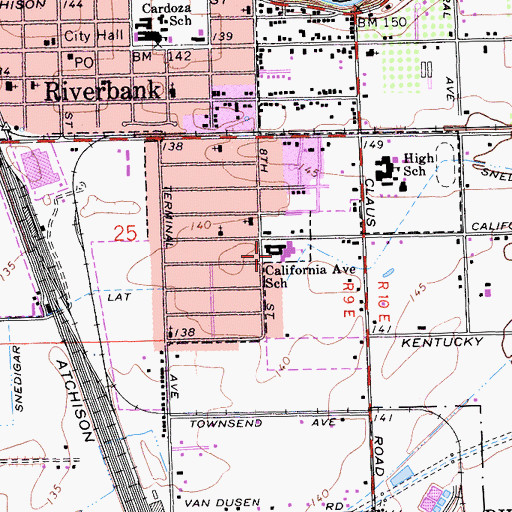 Topographic Map of California Avenue Elementary School, CA