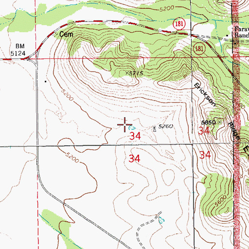Topographic Map of Erickson Tank, AZ