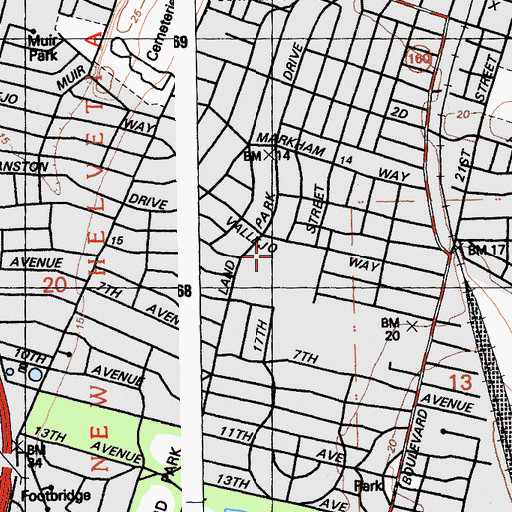Topographic Map of California Middle School, CA