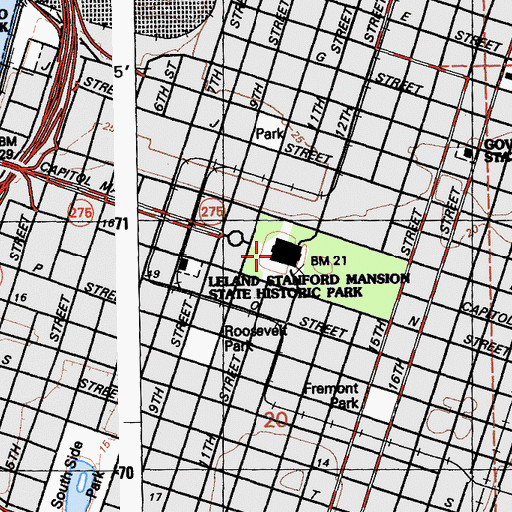 Topographic Map of California State Capitol, CA