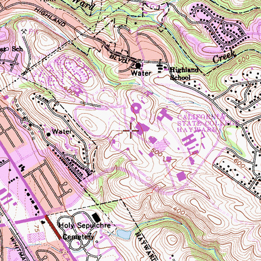 Topographic Map of California State University - East Bay, CA