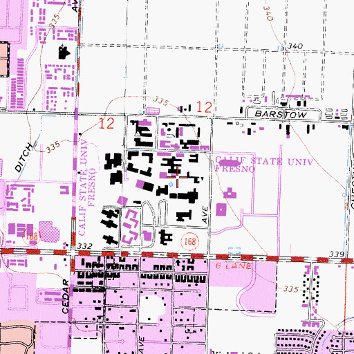 Topographic Map of California State University - Fresno, CA