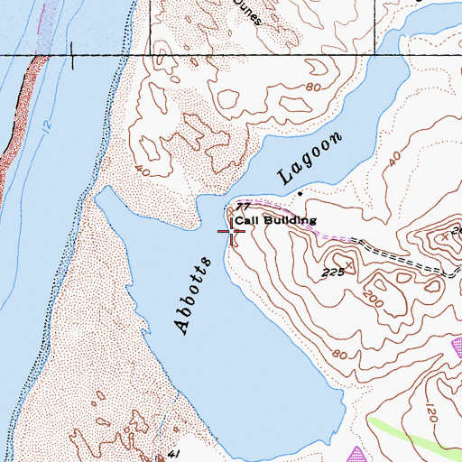 Topographic Map of Call Building, CA