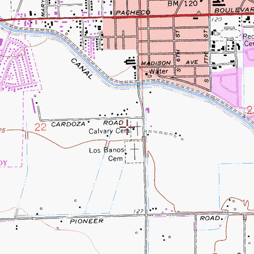 Topographic Map of Calvary Cemetery, CA