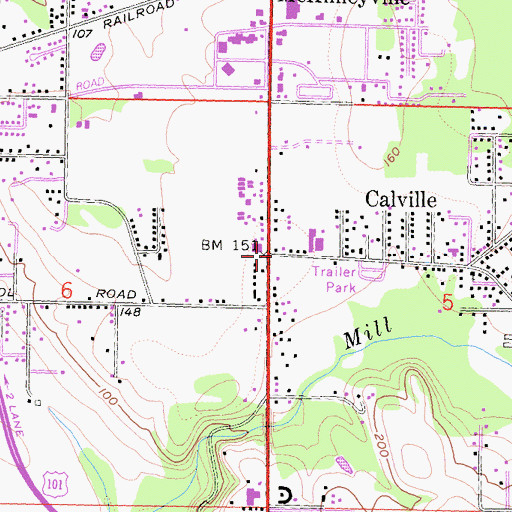 Topographic Map of Calville, CA