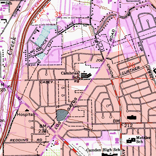 Topographic Map of Cambrian School, CA