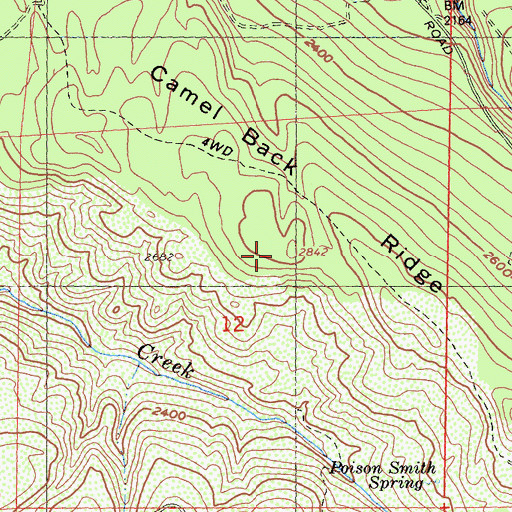 Topographic Map of Camel Back Ridge, CA