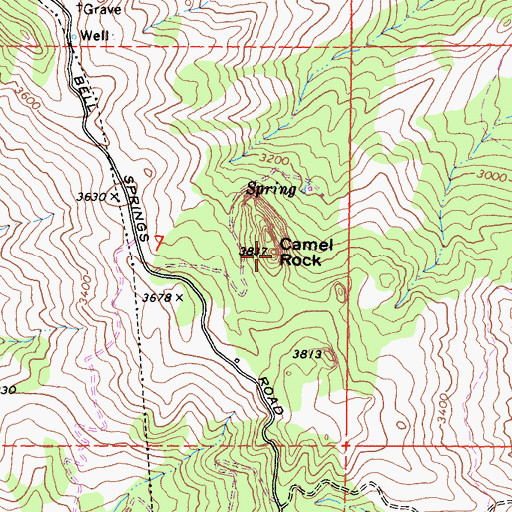 Topographic Map of Camel Rock, CA
