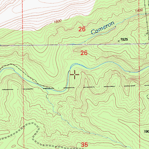 Topographic Map of Cameron Creek, CA