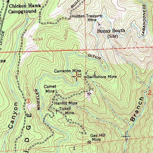 Topographic Map of Cameron Mine, CA