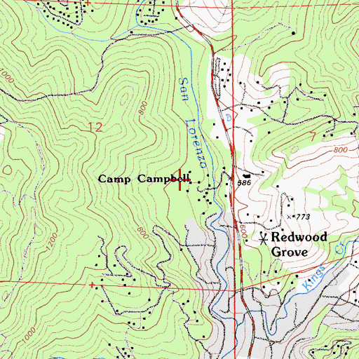 Topographic Map of Camp Campbell, CA