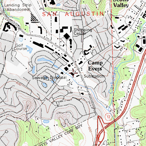 Topographic Map of Camp Evers, CA