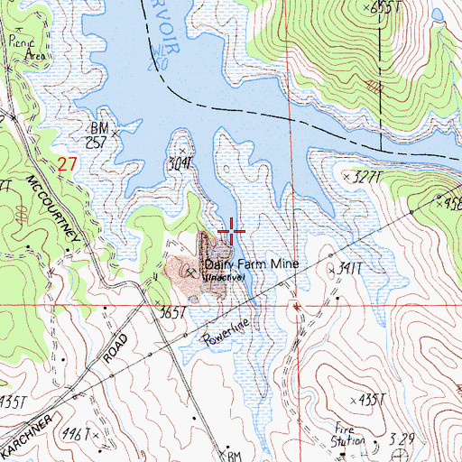Topographic Map of Camp Far West Reservoir, CA