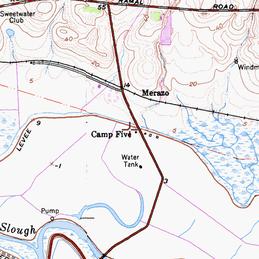 Topographic Map of Camp Five, CA