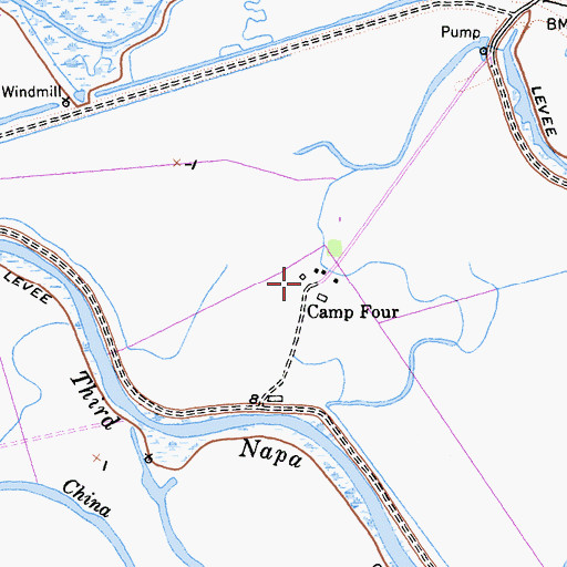 Topographic Map of Camp Four, CA