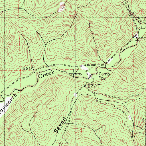 Topographic Map of Camp Four, CA