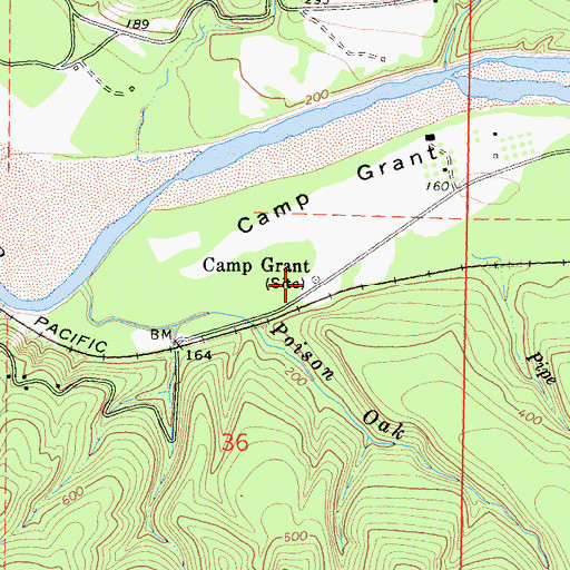 Topographic Map of Camp Grant, CA