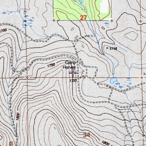 Topographic Map of Camp Harvey, CA