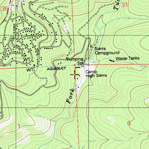 Topographic Map of Camp High Sierra, CA