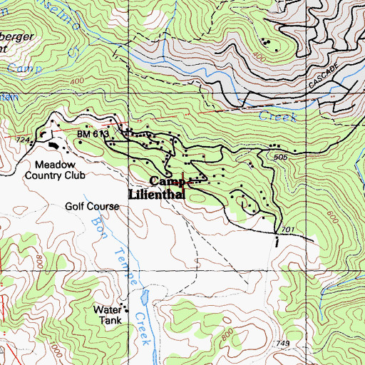 Topographic Map of Camp Lilienthal, CA