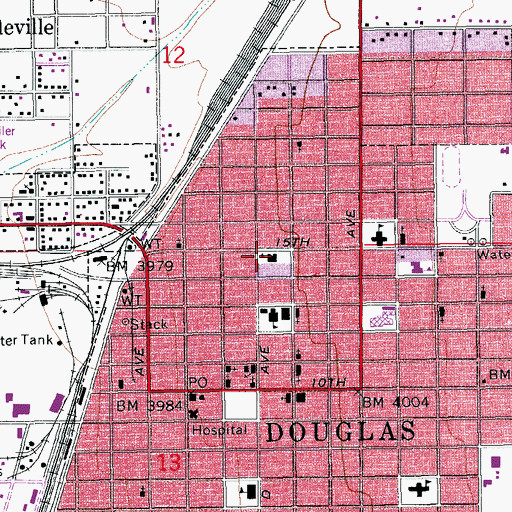 Topographic Map of Fifteenth Street School, AZ