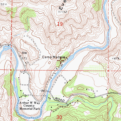 Topographic Map of Camp Mattole, CA