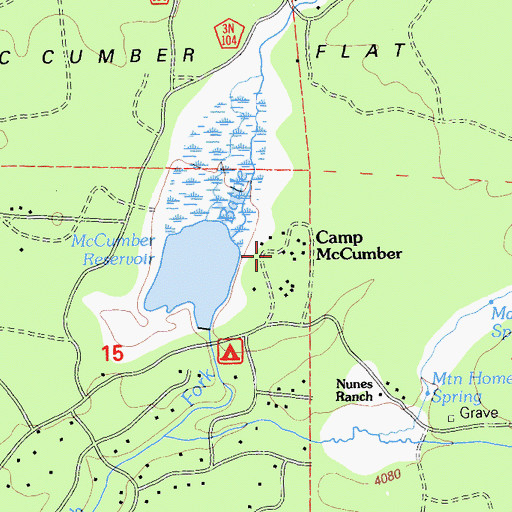 Topographic Map of Camp McCumber, CA