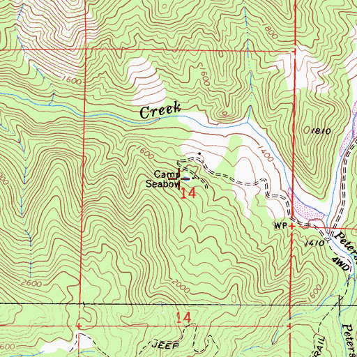 Topographic Map of Camp Seabow, CA