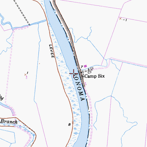 Topographic Map of Camp Six, CA