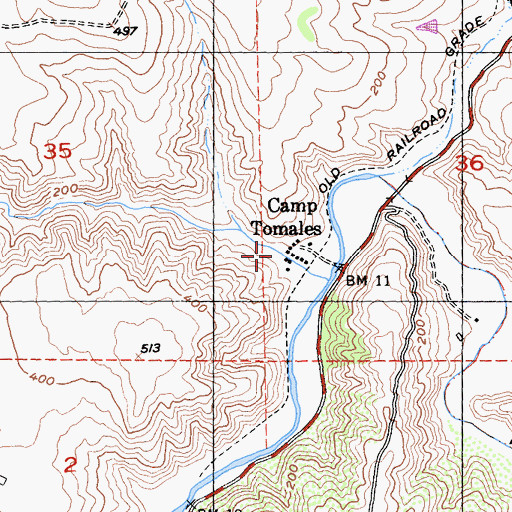 Topographic Map of Camp Tomales, CA