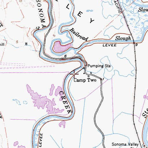 Topographic Map of Camp Two, CA