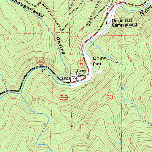 Topographic Map of Camp Yuba, CA