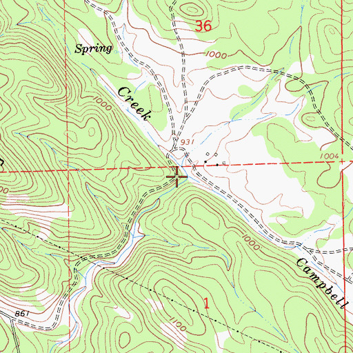 Topographic Map of Campbell Creek, CA