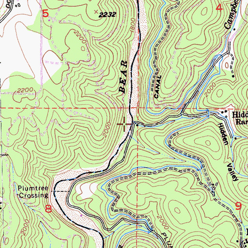 Topographic Map of Campbell Creek, CA