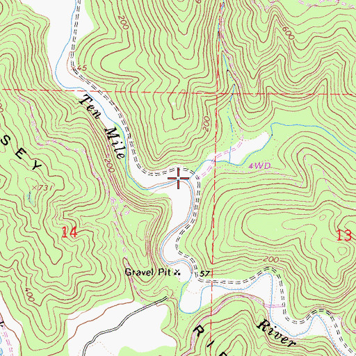 Topographic Map of Campbell Creek, CA