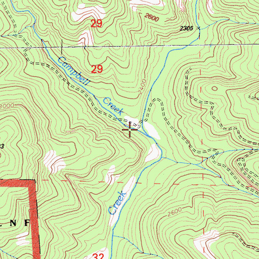 Topographic Map of Campbell Creek, CA