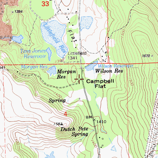 Topographic Map of Campbell Flat, CA