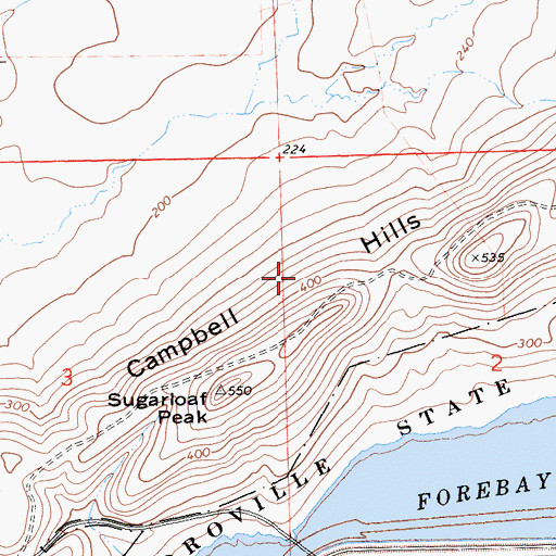 Topographic Map of Campbell Hills, CA