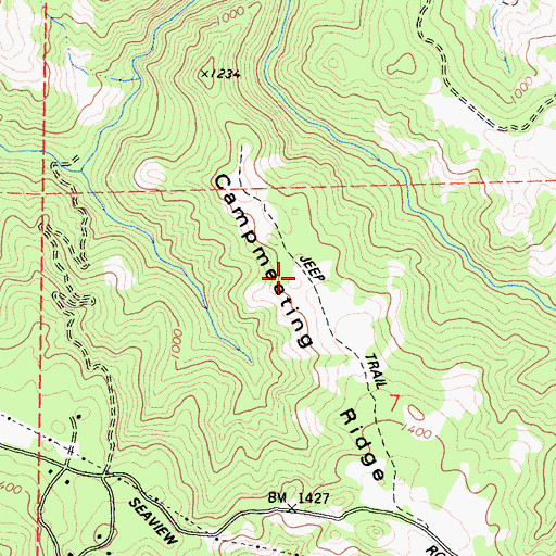 Topographic Map of Campmeeting Ridge, CA