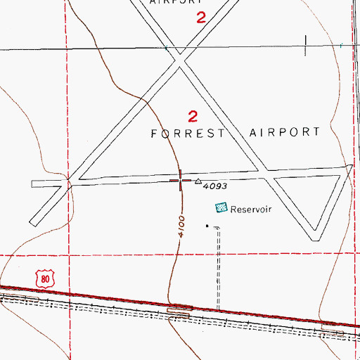 Topographic Map of Forrest Airport (historical), AZ