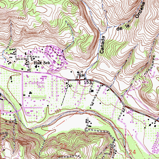Topographic Map of Caada De La Ordena, CA