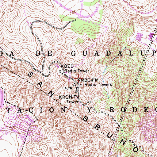 Topographic Map of Caada De Guadalupe Visitacion Y Rodeo Vie, CA