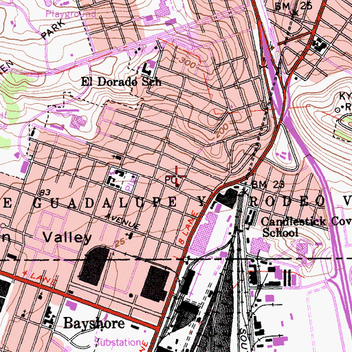 Topographic Map of Caada De Guadalupe Y Rodeo Viejo, CA