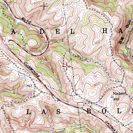 Topographic Map of Canada Del Hambre Y Las Bolsas, CA
