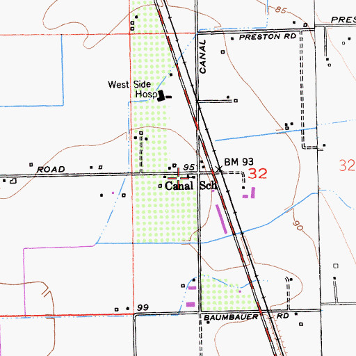 Topographic Map of Canal School, CA