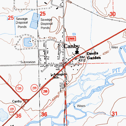 Topographic Map of Canby, CA