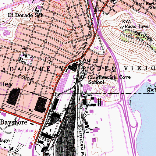 Topographic Map of Candlestick Cove School, CA